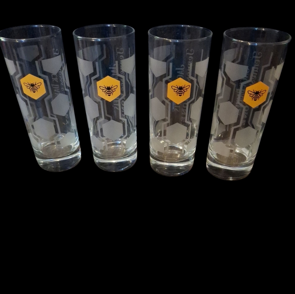 Set Of 4 Jack Daniels Tennessee Honey High Ball Glass Cocktail Glasses